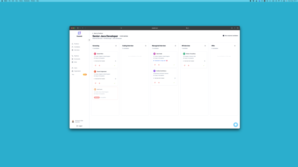 Position Overview Interface showing convenient operations and management features